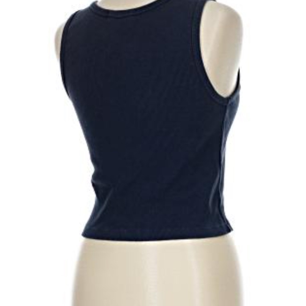 Perfectwhitetee Navy Ribbed blonde Tank Very Good USED - Picture 3 of 5